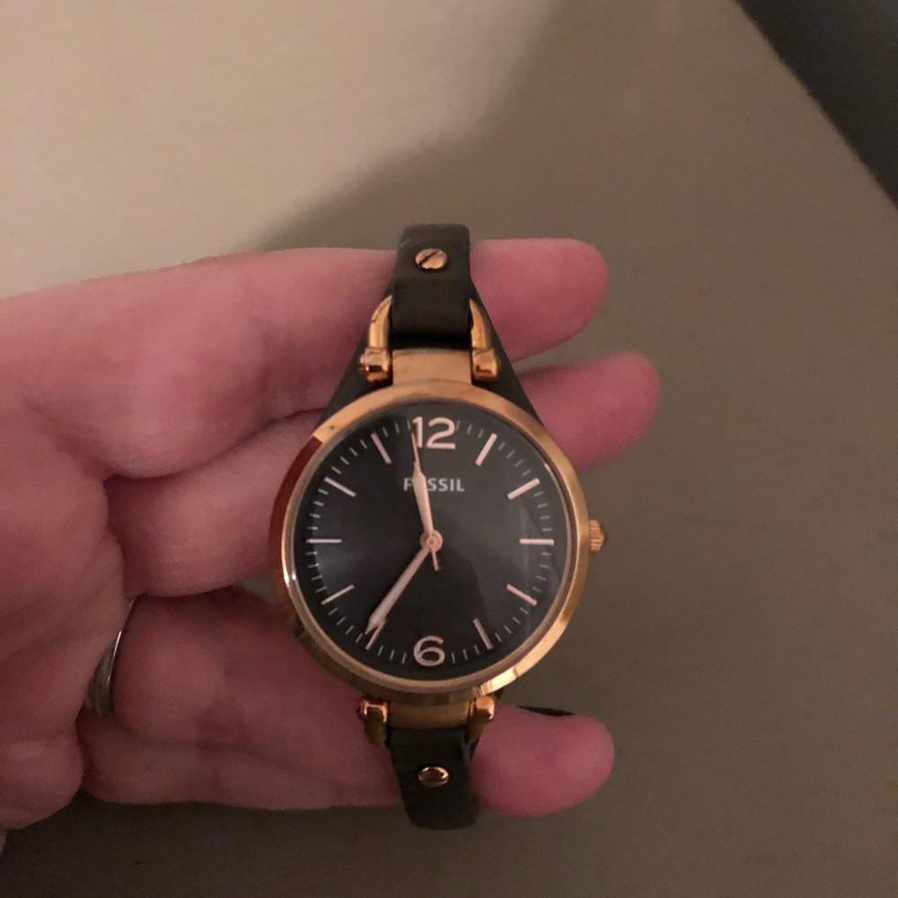 Grey Leather Fossil Watch
